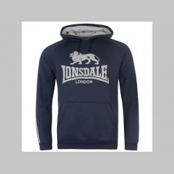 Lonsdale tmavomodrá  mikina s vyšívaným logom s kapucou stiahnutelnou šnúrkami a klokankovým vreckom vpredu posledné kusy veľkosti S/M  a M/L